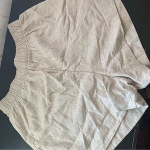 Abercrombie & Fitch Women's Linen-Blend Elastic Waist Shorts in Light Beige